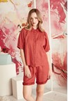 RUFFLE SHORT - washed red
